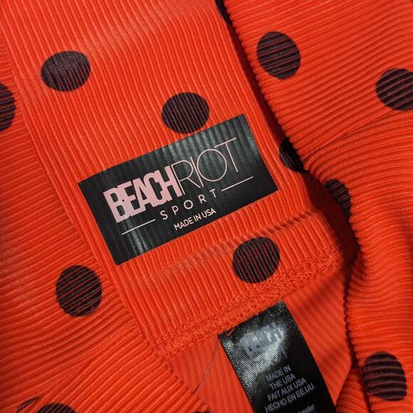 Beach Riot Ayla Polka Dot Leggings Red Ribbed Womens X-Small Activewear Workout - Picture 4 of 5